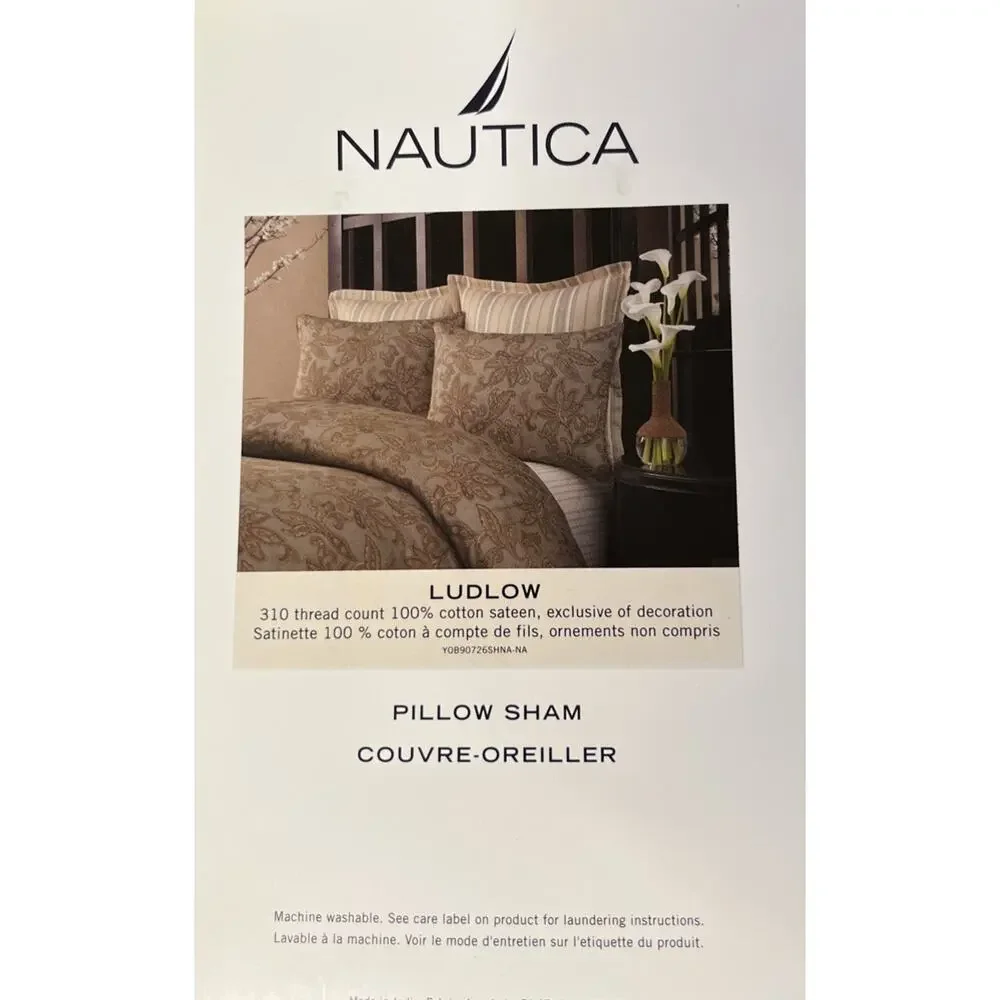 NEW Nautica Ludlow Standard Pillow Sham Couvre-Oreiller Standard LOT of 2